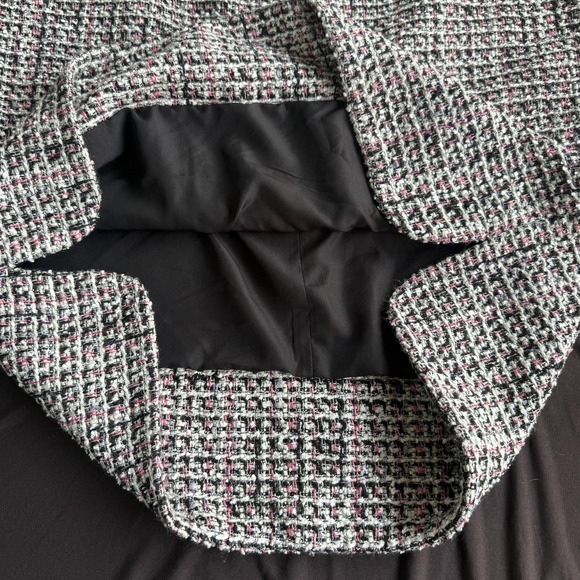 Ann Taylor Factory Skirt Women16 Black Pink Tweed Check Pencil Lined Career Work - Picture 5 of 10